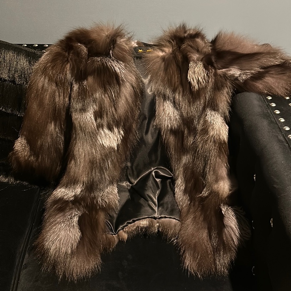 3/4 sleeve beauty silver fox fur coat
